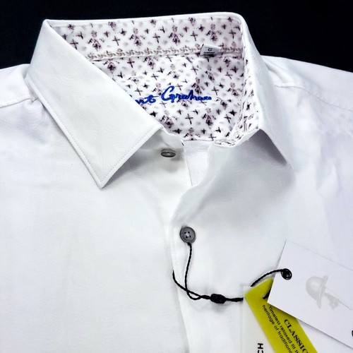 Robert Graham 2XL Geometric Diamond Floral Solid White Short Sleeve Sport Shirt - Picture 6 of 12