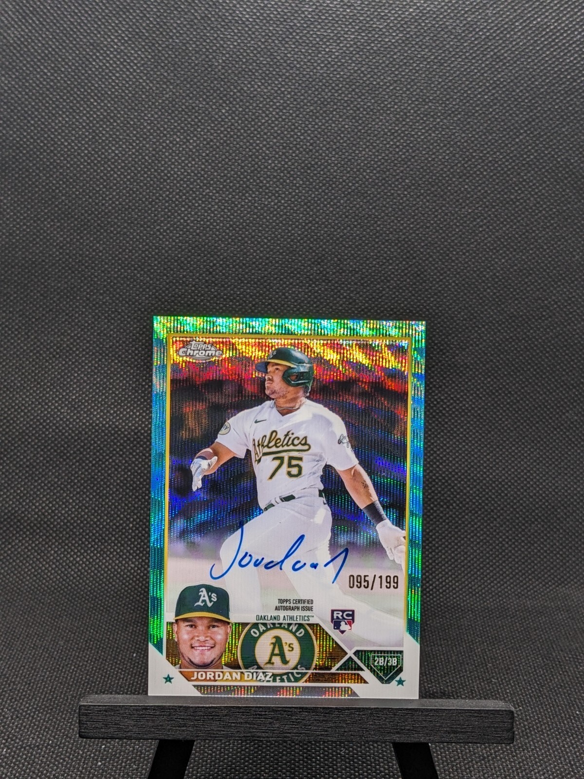 2023 Topps Chrome Jordan Diaz Aqua Wave Refractor Rookie Auto RC #95/199