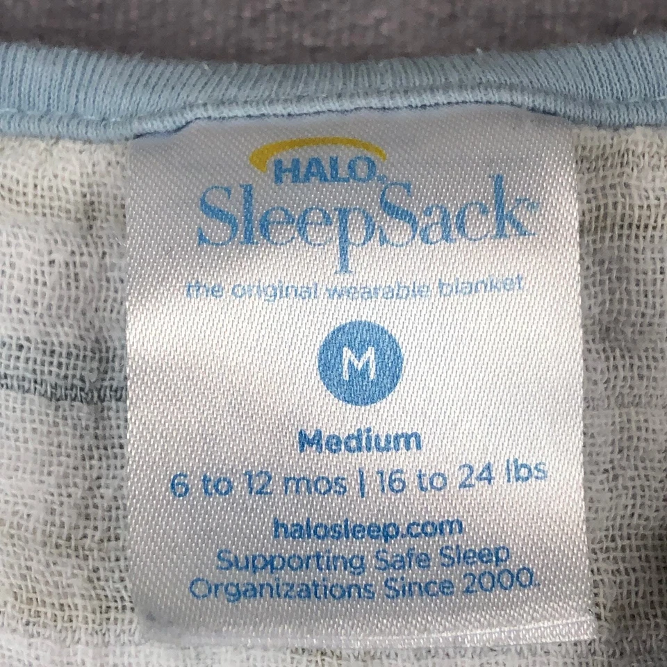 Halo Sleep Sack Medium 6-12 Months Alligator Crocodile Pattern Cream Blue Green - Image 2 of 4