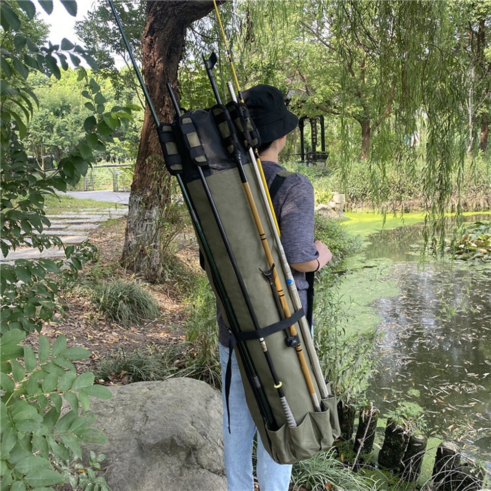 Bolsa de caña de pescar con correas de hombro ajustables versátil y fácil de usar