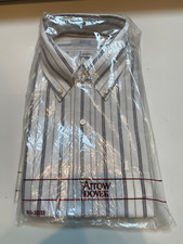 Vintage Arrow Dover Dress Shirt Mens Size 16 1/2 - 32/33 White Charcoal New NWT