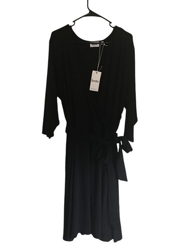 Leota Dress Women's Size 3X Black 3/4 Sleeve V-Neck Tie " Perfect Wrap "