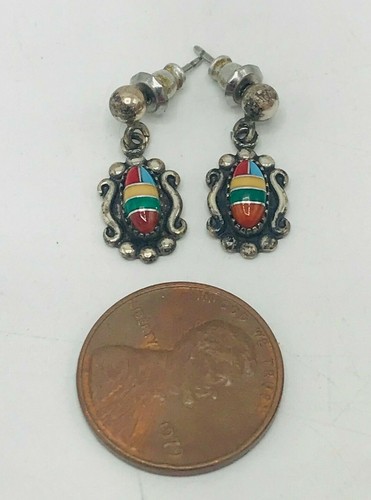 Vintage Sterling Silver Drop Earrings Danglers Pierced Southwest WMCO Wheeler - Picture 3 of 5