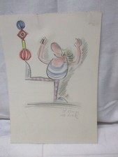 um 1975 DDR Comic Figur BLAU-KNIRPS als Artist ( handgezeichnet / Handmalerei )
