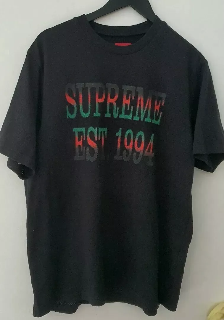 SS20 Supreme Baumwolle Netz Gradient Logo Top Schwarzer Tee T Shirt Größe M 1994