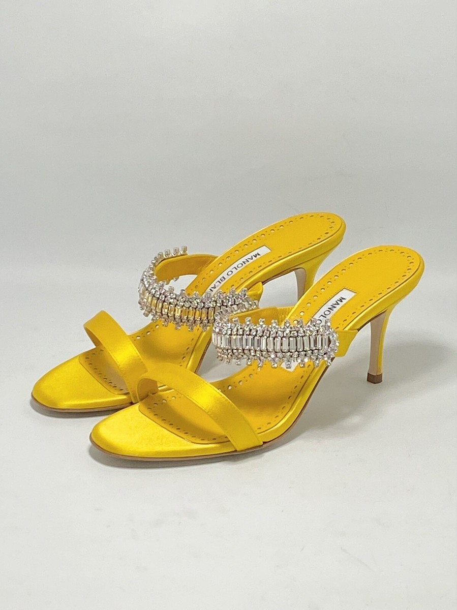 Manolo Blahnik Sako 70mm Silk Embellished Sandals size 37 | eBay