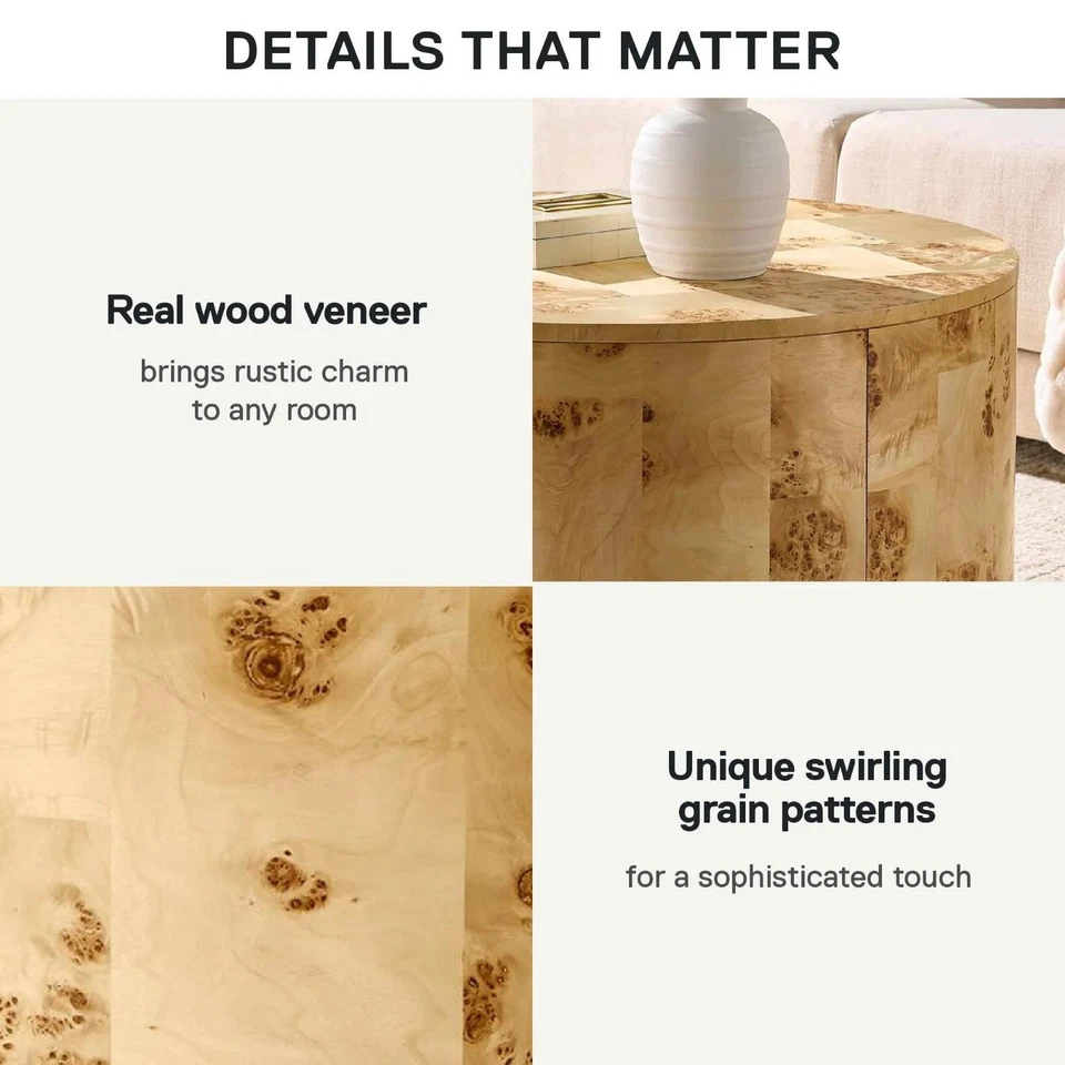 Шикарный круглый журнальный столик из бурлвуда деревенский богемный коктейльный стол гостиная - Изображение 4 из 4