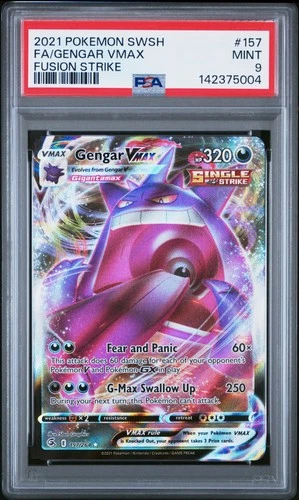 2021 POKEMON SWORD & SHIELD FUSION STRIKE #157 FULL ART/GENGAR VMAX PSA 9