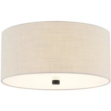 Justice Design FAB-9735-CREM-MBLK Woven Fabric EVOLV 14" Ceiling Light Fixture