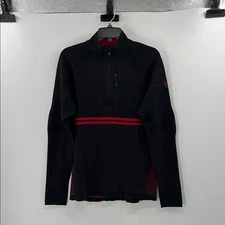 Smartwool Men's Intraknit Merino Tech 1/4 Zip Pullover - Black/Red - Small