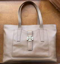 Tory Burch Meyer Leather Tote Camel Brown Shoulder Bag Womens EUC