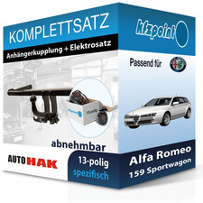 Für Alfa Romeo 159 Sportwagon 06- AUTO HAK Anhängerkupplung abnehmbar + 13polig