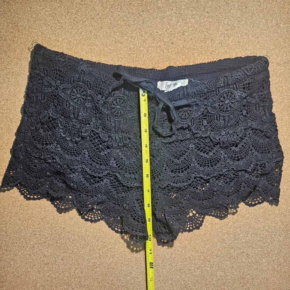 Micro Mini Shorts 90s Y2K Lost Black Crochet Lace S Whimsigoth Romantic Retro - Image 4 of 4