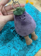 Jellycat Vivacious Aubergine Bag Charm Plush Keychain NWT w/ Dust Bag