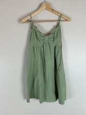 Gauze Green Mini Dress Sleeveless Boho Beach Picnic Fairy Feminine