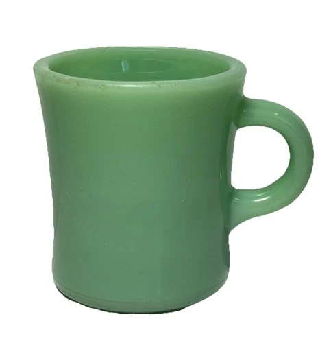 Vintage C Handle Thick Jadeite Fire King 6 Oven Ware USA Restaurant Coffee Mug
