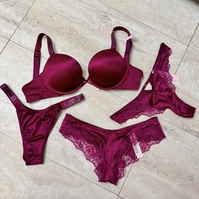 Victoria's Secret Bombshell 2 cups Push Up Bra Set shine panties Fresh Jam 94O6