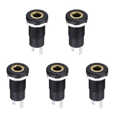 5 Pcs 3.5mm Vertical 3P TRS Audio Socket Extended Thread with Hex Nut