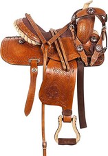 Barrel Racing Western Leather Horse Saddles Equestrian Trail Tooled Carved Tack