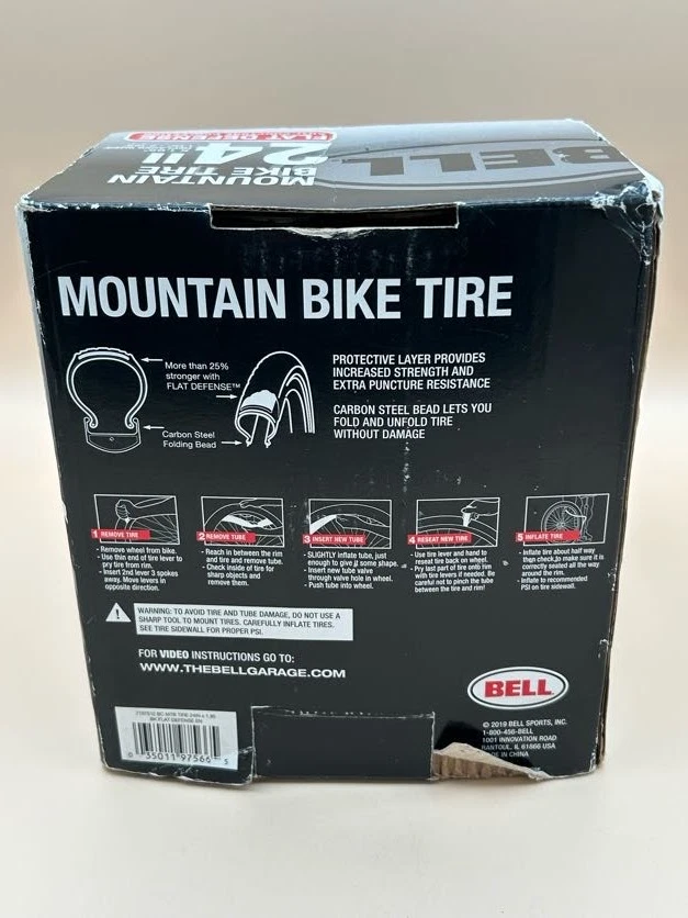 Neumático de bicicleta de montaña Bell 24" todo terreno defensa plana banda de rodadura negro 24" x 1,95" Foto 4 de 4