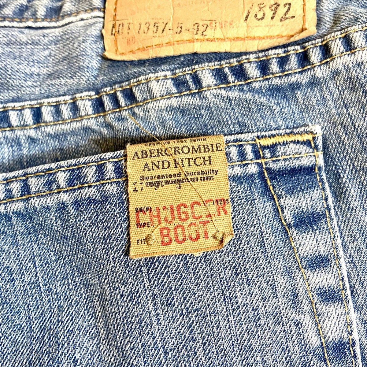 VTG Abercrombie Fitch Mens 36X32 Boot Jeans 1892 Distressed Grunge