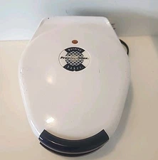 Proctor Silex Morning Baker Waffle Maker Non-Stick 26500 White Blue TESTED