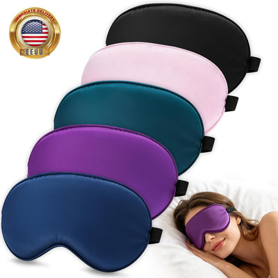 5 Pack Silk Sleep Mask, 5-Color Eye Masks for Sleep with Adjustable Strap, 100%