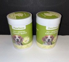 NEW 2 Pack PawSono Pet Dental Finger Wipes Dogs Cats Teeth Cleaning 50 Ct Each
