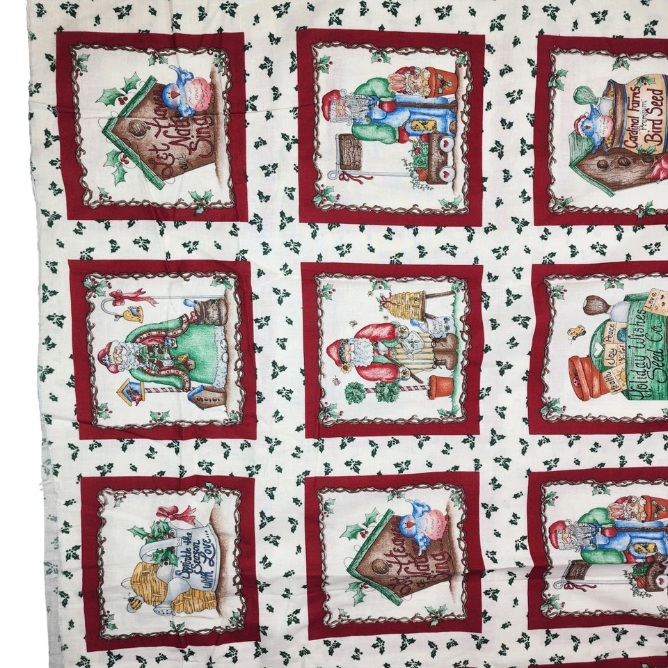 Paneles de tela navideños vintage Dianna Marcum Marcus Bros Santa Holly Foto 4 de 4