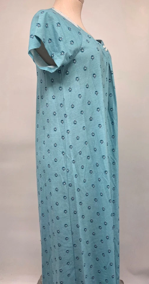 Camisón de mujer largo pequeño manga corta Croft & Barrow verde mezcla de algodón tejido Foto 3 de 4