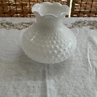 Vintage White Hobnail Milk Glass Lamp Shade Ruffled Rim 6 Inch 4 Inch Fitter