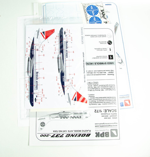 BPK 1/72 Boeing 737-200 Pan Am & British Airlines Model Airplane Kit # 7204 - Picture 4 of 5