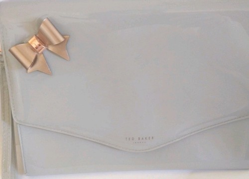 Ted Baker Designer Harliee Gray Rose Gold BOW ENVELOPE POUCH CLUCH - Bild 9 von 12