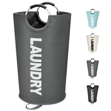 X-Large Laundry Basket 125L Freestanding Tall Hamper Collapsible Bag Grey
