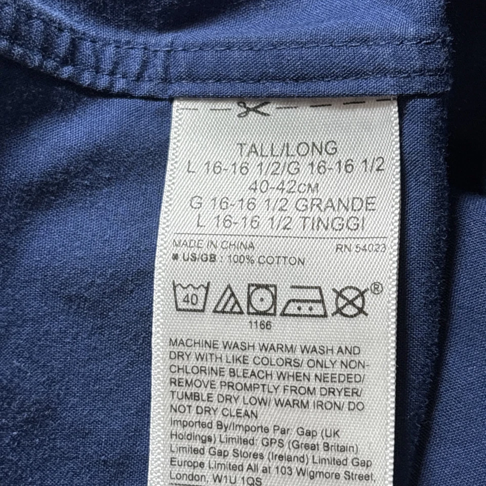 Banana Republic Non-Iron Tailored Slim Fit Geometric Dress Shirt Large Tall Blue - Image 3 of 4