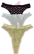 Lot of 3 NWT Vintage Y2K Victoria  s Secret Signature Waistband Thong Panties L
