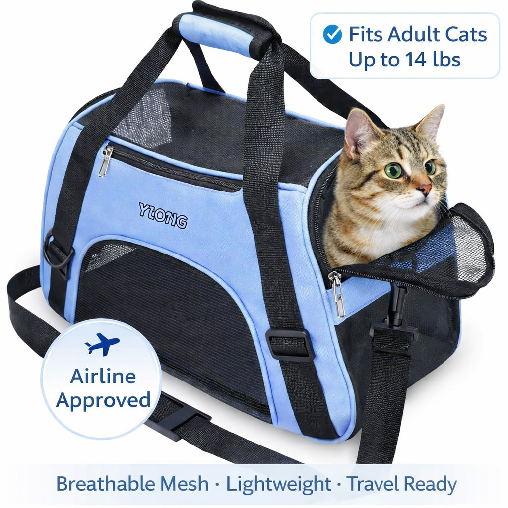 Pet Carrier Cat Travel Bag Portable Soft Sided Comfort Case Airline Approved Dog