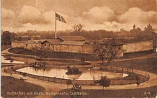 Postcard CA: Sutter's Fort & Park, Sacramento, California, Posted 1916