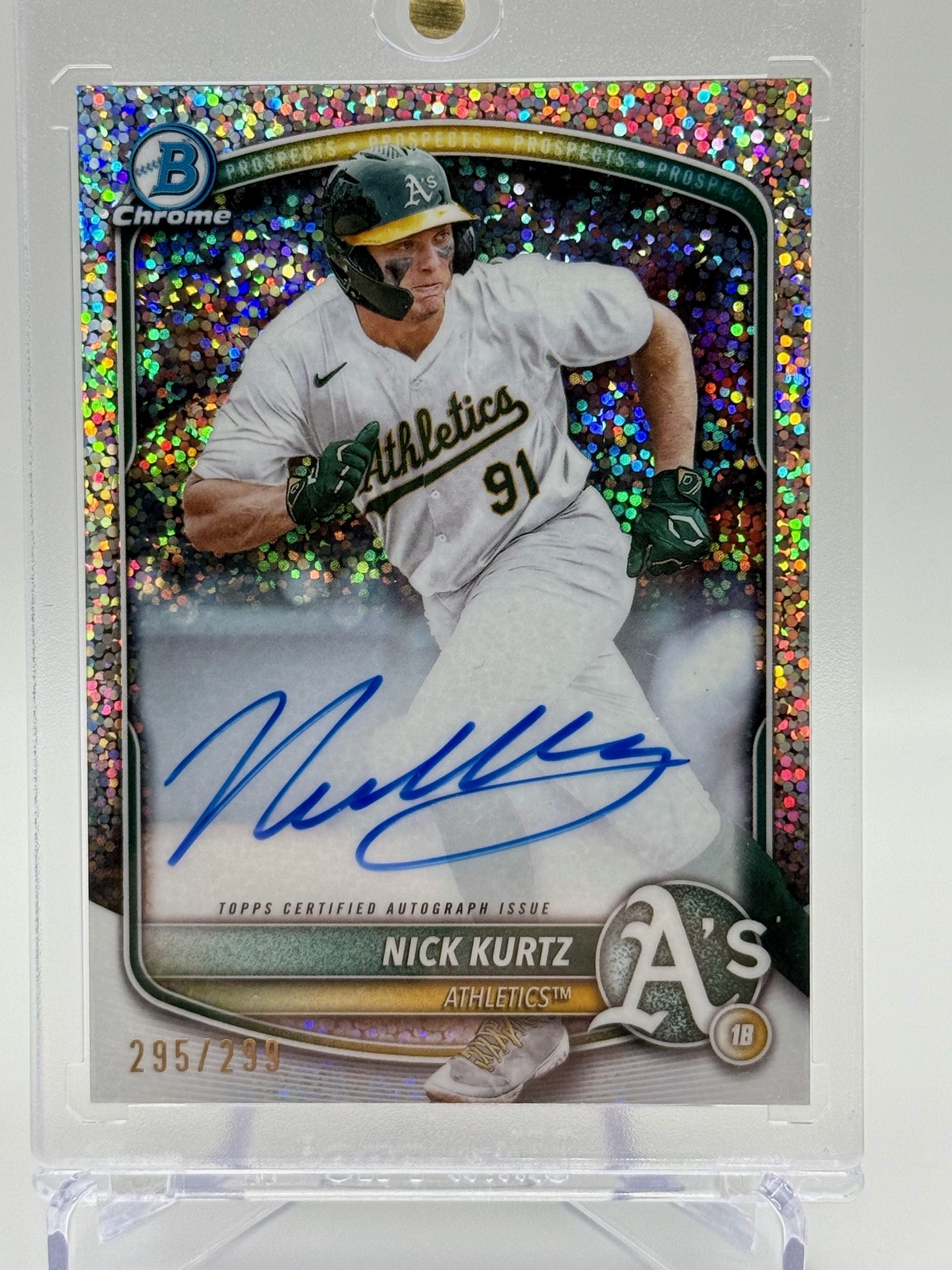 2025 Bowman Chrome Nick Kurtz #CPANK Speckle Refractor Autograph 295/299 A's