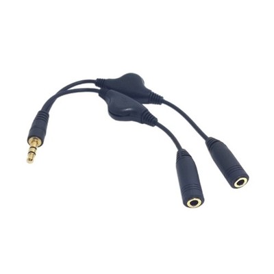 Headphone Y Splitter 3.5mm Headset Splitter Cable with Volumes Control Switches