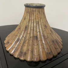 VTG Composite Resin Bamboo Look Lamp Shade Boho Cottage Beach Coastal 13.75”W