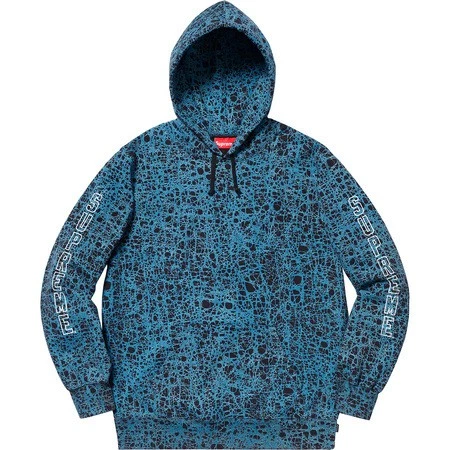 Sweat à capuche bleu Supreme 19SS Week2 marbre petit slip en ligne étiqueté S
