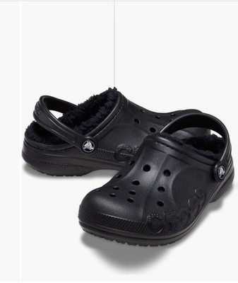 Crocs Unisex Baya Lined Clogs   Black   Women s 13 / Men s 11 NWT