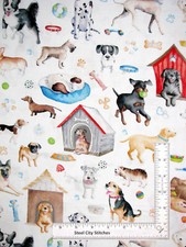 Puppy Dogs Animals Dog Toy House Fabric Think Pawsitive Benartex By The Yard