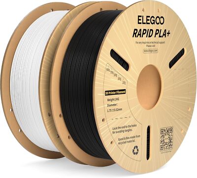ELEGOO Rapid PLA Plus Filament 1.75mm Black & White 2*1kg & 