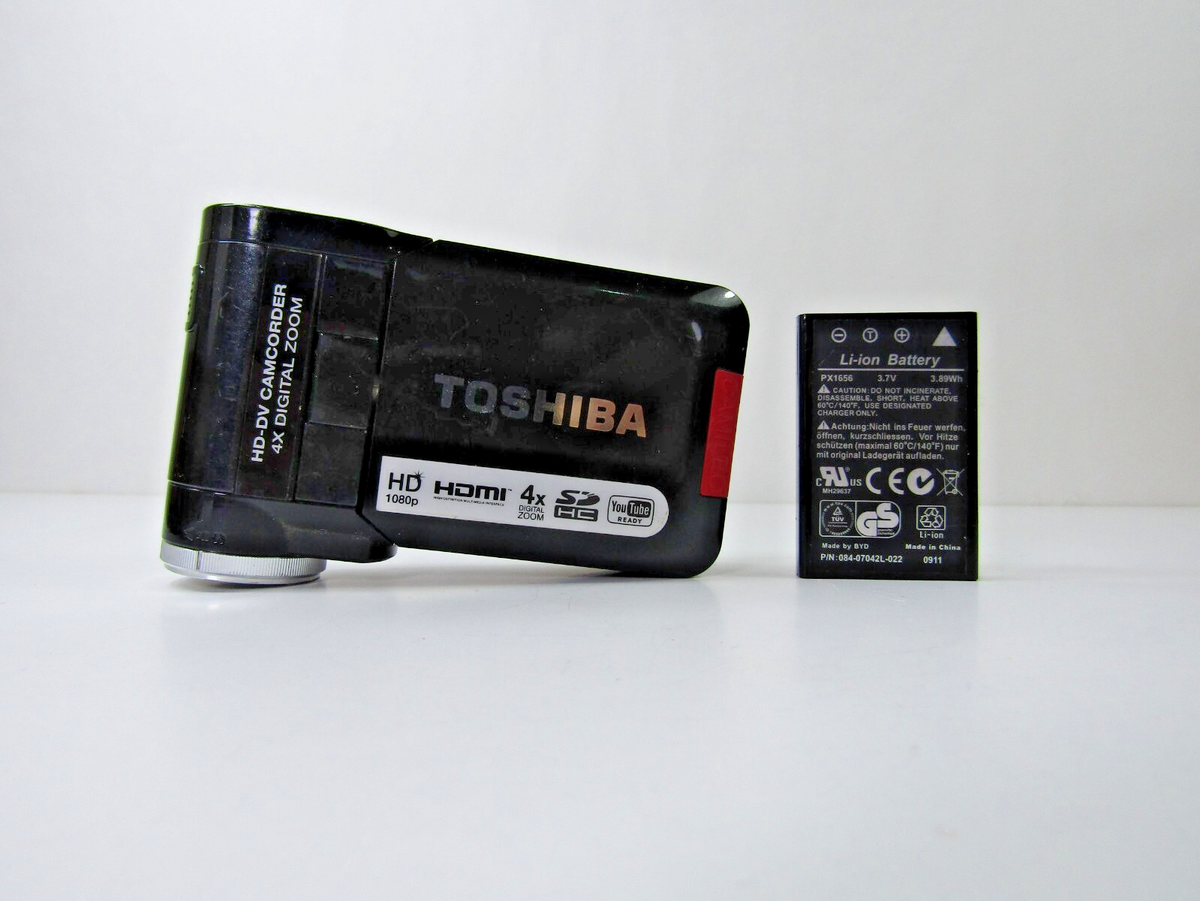 Caméscope Toshiba Camileo P100 – HD 8MP – Zoom 5x – Occasion – Bon état – + Accessoire