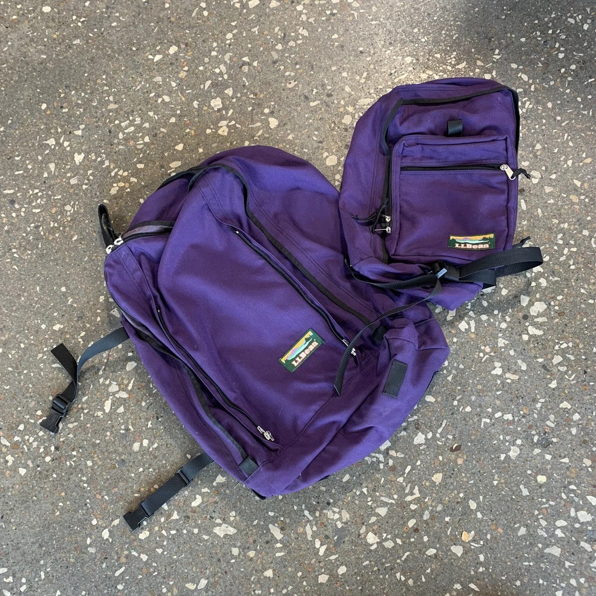 Rare Vintage LL Bean Purple Black Hiking Trail Zip-Up 2 In 1