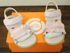 NEW Livie  Luca PINK RUFFLE SANDALS Toddler Girls 6 Shoes Suede Leather