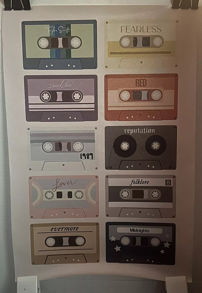Taylor Swift Cassette Tape Albums Canvas Poster 12x18” UNFRAMED