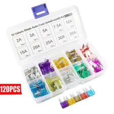 120Pcs MINI 2 Fuses Blade Fuse Kit Automotive Commercial Assortment With Clip